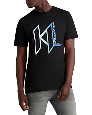 Karl Lagerfeld, KL Monogram Denim Shirt, Man, KL Black Denim, Size: XL