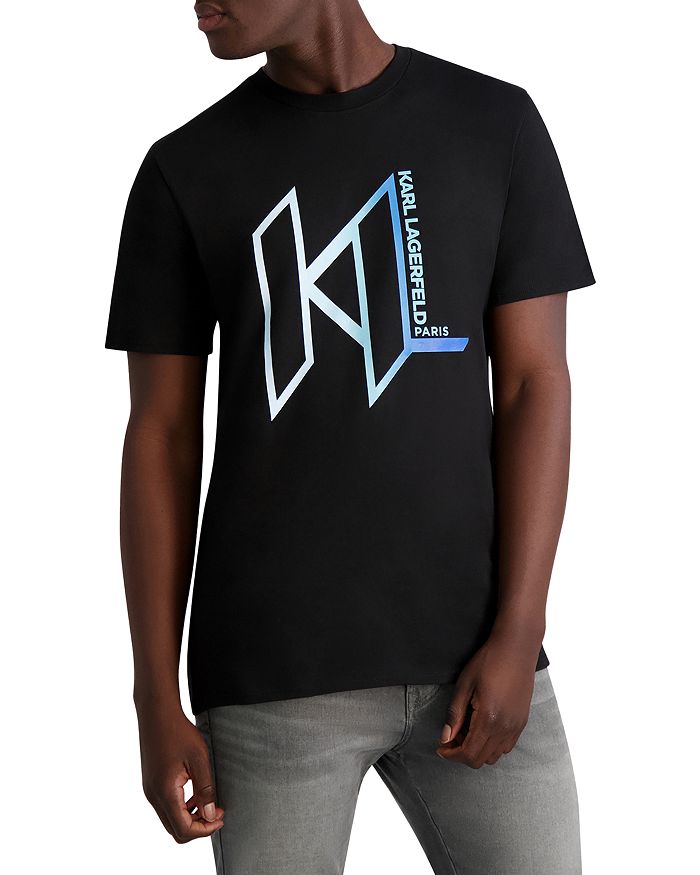 Karl Lagerfeld, KL Monogram Diamond Denim Jacket, Man, Black Denim, Size: Xs