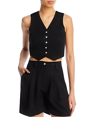 Donni Cropped Twill Vest In Jet
