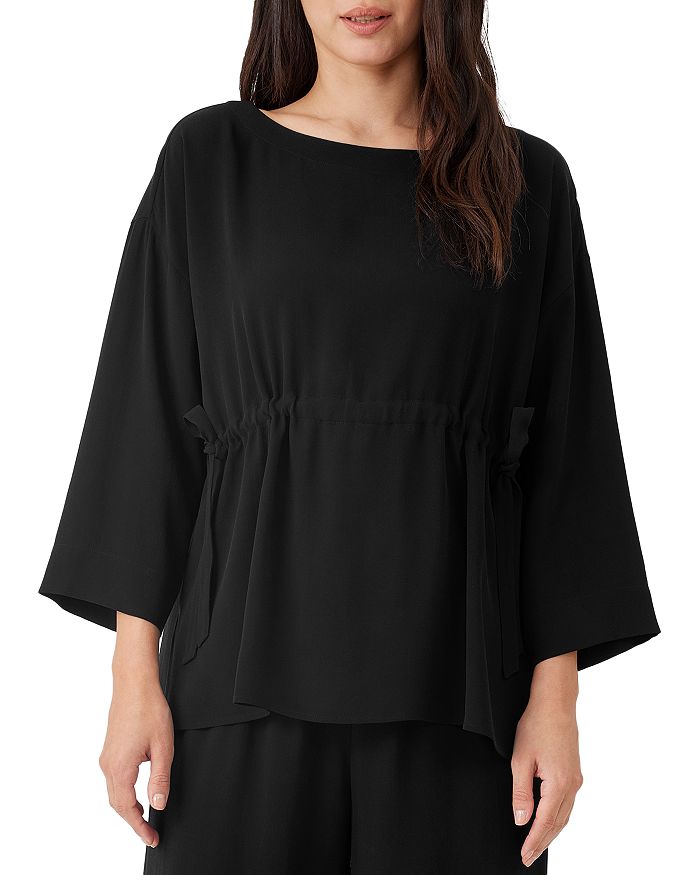 Eileen Fisher Silk Drawstring Top Bloomingdale s