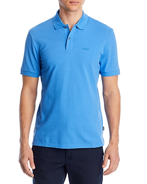 Hugo Boss Pallas Short Sleeve Two Button Polo Shirt In Blue