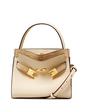 Tory Burch Lee Radziwill Petite Double Bag In New Cream/rolled Brass