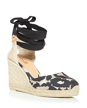 Shop Castaã±er X Diane Von Furstenberg Women's Carina Ankle Tie Espadrille Wedge Sandals In Natural