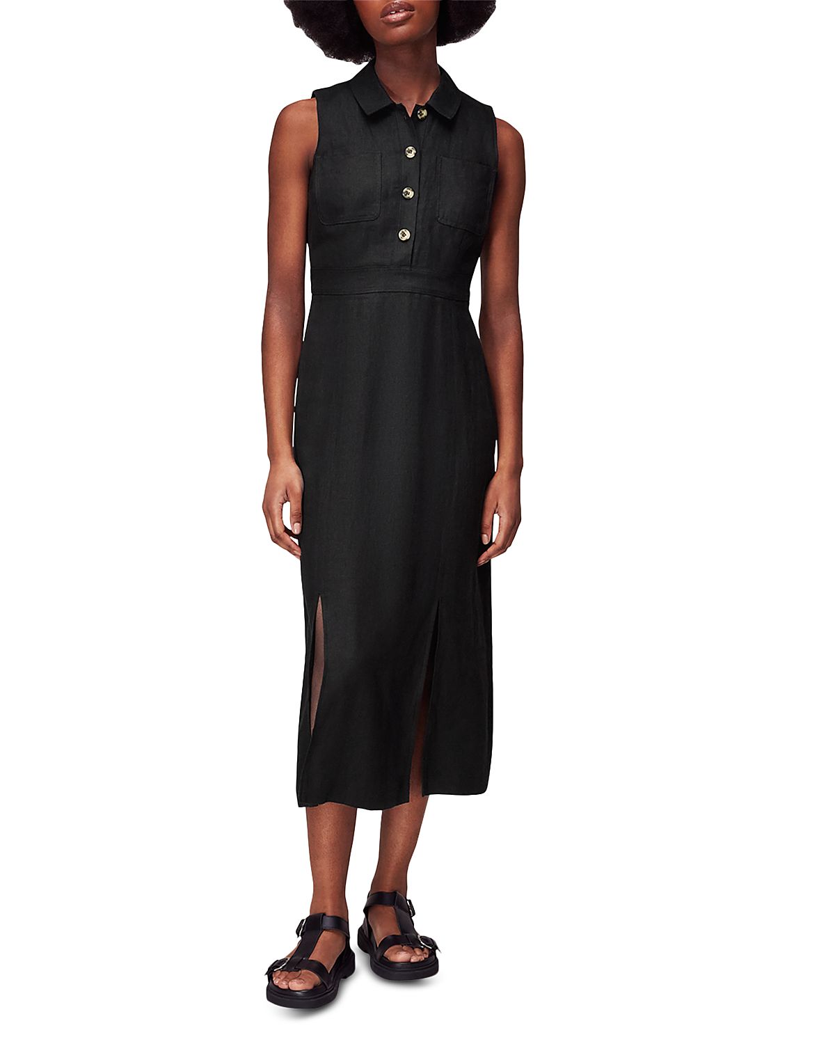 Whistles Molly Linen Midi Dress