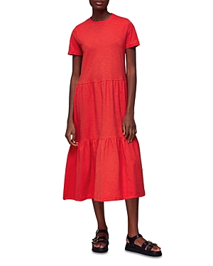 Shop Whistles Tiered Jersey Dress In Red