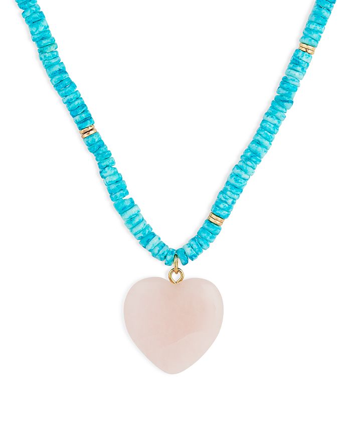 AQUA Beaded Heart Pendant Necklace, 17"20" 100 Exclusive