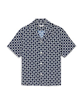 Sandro - Unisex Square Cross Short Sleeve Button Up Shirt