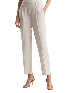 Shop Reiss Shae Tapered Leg Linen Trousers In Oatmeal