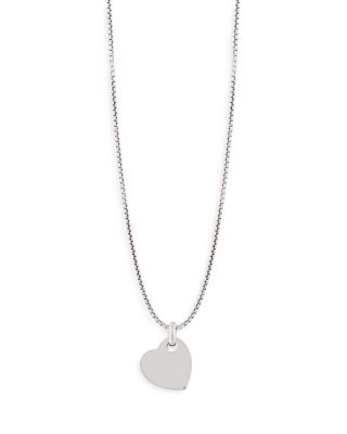 Bloomingdale's Fine Collection Heart Tag Pendant Necklace In Sterling Silver, 18 - Exclusive