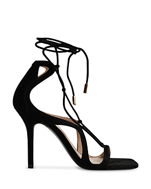 REISS WOMEN'S KATE SQUARE TOE STRAPPY MID HEEL SANDALS