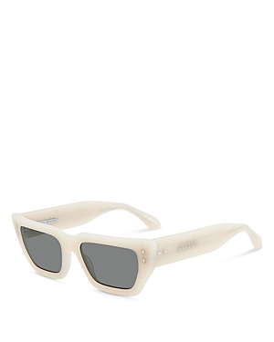 Isabel Marant Im0159s Logo Acetate Rectangle Sunglasses In Ivory/gray Solid