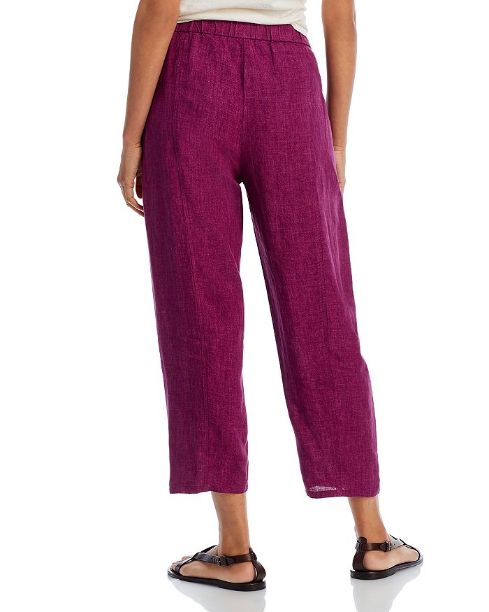 Eileen Fisher Purple Cropped Linen Trousers In Raspberry | ModeSens
