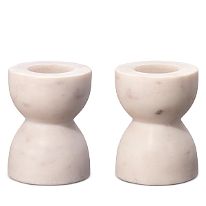 Jamie Young Petit Marble Candlesticks, Set Of 2 In White