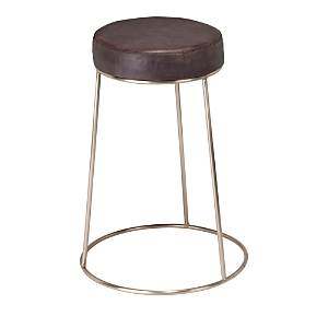 Bloomingdale's Henry Round Leather Counter Stool In Charcoal