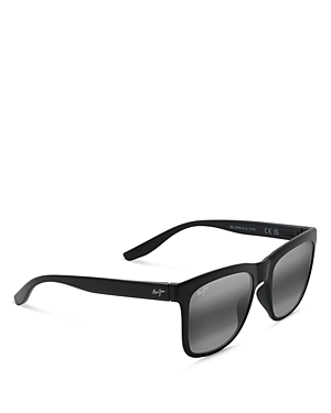 Shop Maui Jim Pehu Polarized Square Sunglasses, 55mm In Black/gray Polarized Solid