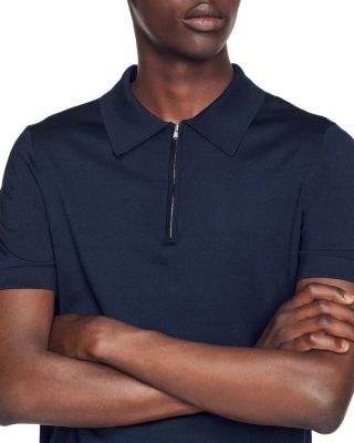 Knitted Polo Shirt with Zip Collar