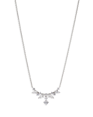 Shop Nadri Flutter Cubic Zirconia Statement Necklace In Rhodium Plated, 16-18 In Silver