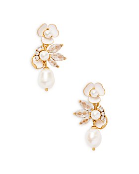 kate spade new york - Bouquet Toss Cubic Zirconia, Imitation & Cultured Freshwater Pearl Cluster Flower Drop Earrings in Gold Tone
