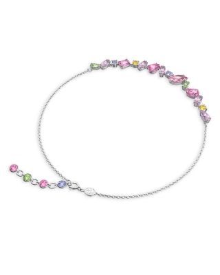 Gema Multicolor Crystal Choker Necklace in Rhodium Plated, 15" 