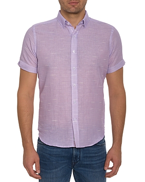 Robert Graham Sloan Short Sleeve Button Down Shirt In Lavender