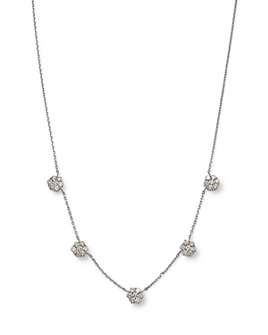 Bloomingdale's Diamond Cluster Station Pendant Necklace in 14K White Gold, 2.50 ct. t.w - 100% Exclu