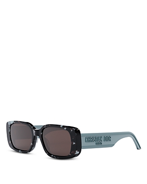 Dior Wil S2u Rectangular Sunglasses, 53mm In Blue Havana/brown Solid