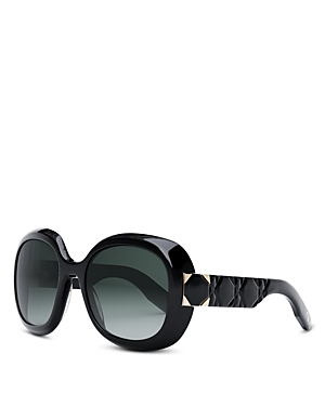 Shop Dior Lady 95.22 R2i Round Sunglasses, 58mm In Black/green Gradient