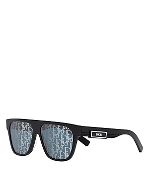 Shop Dior B23 S3i Geometric Sunglasses, 57 Mm In Black/blue Mirrored Solid