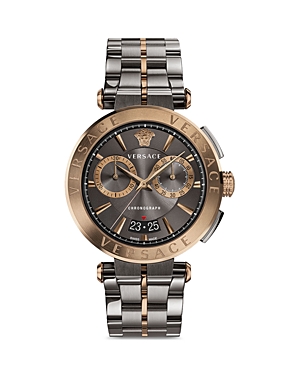 Shop Versace Aion Chronograph, 45mm In Brown/gray