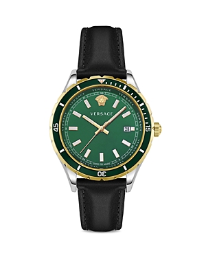 Shop Versace Hellenyium Watch, 42mm In Green/black