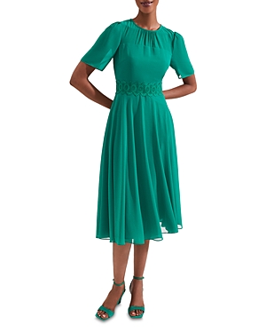 Hobbs London Petite Cressida Fit And Flare Dress In Meadow Green