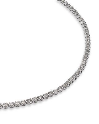 Diamond Crown Set Tennis Necklace in 14K White Gold, 6.0 tcw  