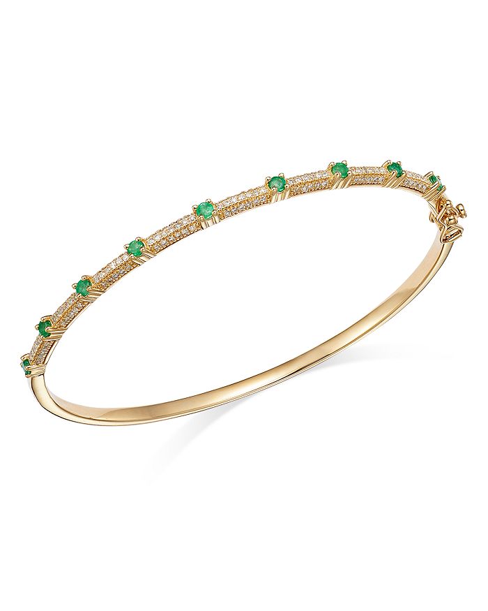Bloomingdale's - Emerald & Diamond Bangle Bracelet in 14K Yellow Gold - 100% Exclusive