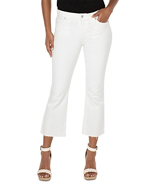 Liverpool Los Angeles Gia Glider Frayed Pull-on Crop Flare Jeans In Bone White