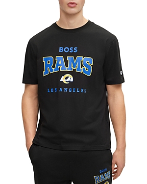 Hugo Boss Boss X Nfl Stretch-cotton T-shirt With Collaborative Branding In Black