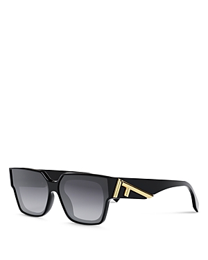 Shop Fendi First Rectangular Sunglasses, 63mm In Black/gray Gradient