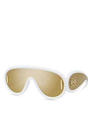 Shop Loewe Anagram Paula's Ibiza Mask Sunglasses, 134mm In White/gold Mirrored Solid
