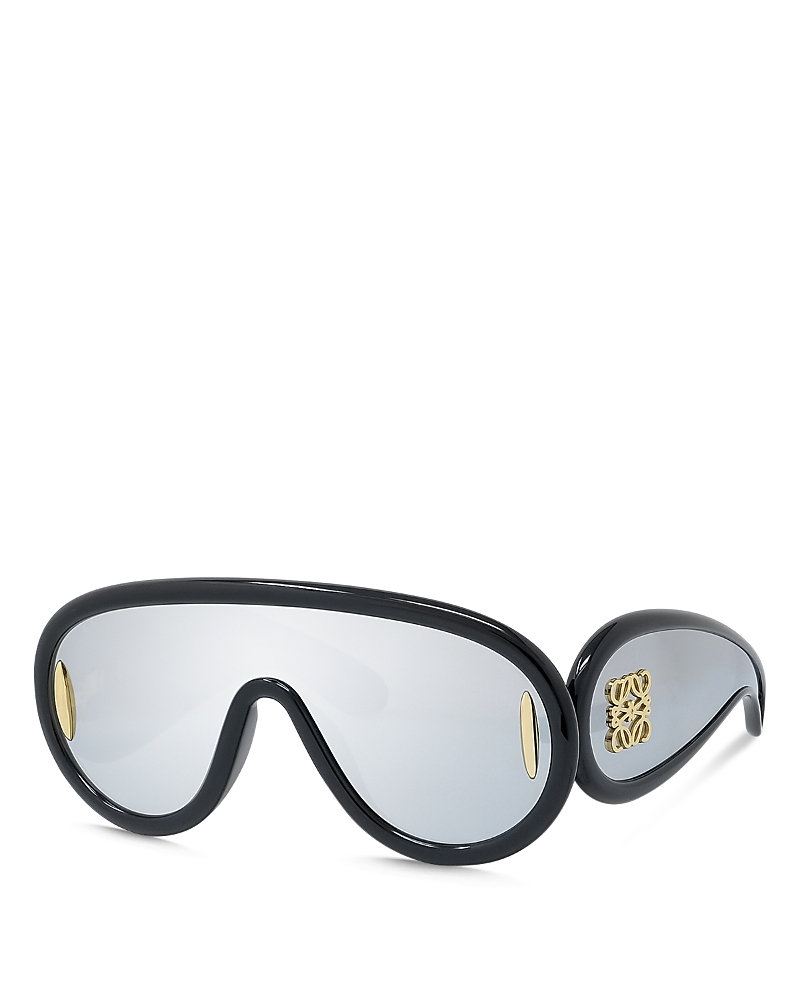 Loewe Anagram Paula's Ibiza Mask Sunglasses, 134mm In Shiny Black Smoke Mirror