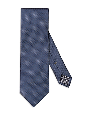 Shop Eton Neat Print Silk Tie In Navy