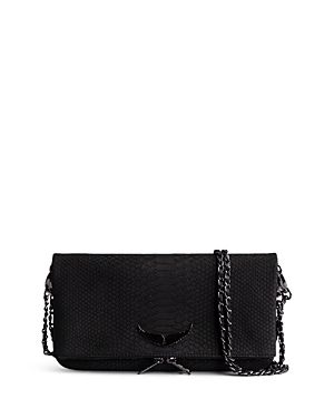 Zadig & Voltaire Rock Soft Savage Small Leather Handbag In Noir