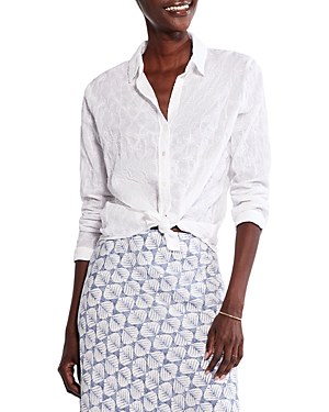 Shop Nic + Zoe Nic+zoe Cotton Embroidered Sky Shirt In Paper White