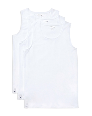 Lacoste Cotton Tank Tops, Pack Of 3 In Open White