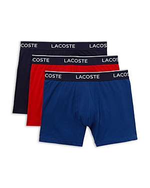 Lacoste Cotton Stretch Logo Waistband Long Boxer Briefs, Pack Of 3 In Turquoise/aqua