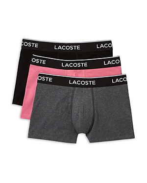 Lacoste Cotton Stretch Logo Waistband Long Boxer Briefs, Pack Of 3 In Dark Purple