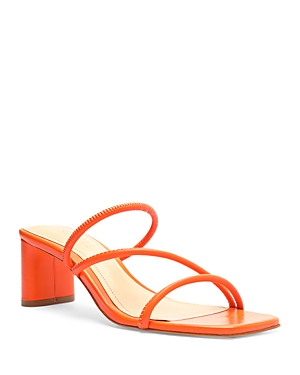 Schutz Chessie Leather Three-band Slide Sandals In Flame Orange