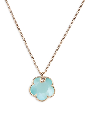 Shop Pasquale Bruni 18k Rose Gold Petit Joli Turquoise & White Moonstone Doublet & Diamond Pendant Necklace, 16.7 In Blue/rose Gold