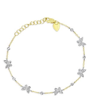 14K White & Yellow Gold Diamond Butterfly Link Bracelet