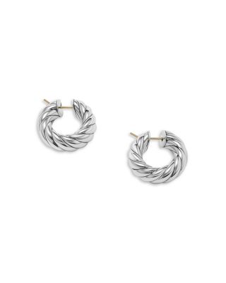 Sterling Silver Sculpted Cable Huggie Hoop Earrings