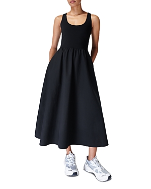 Shop Sweaty Betty Explorer Ribbed Midi Dress In Black