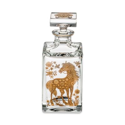 Vista Alegre Golden Whisky Decanter with Gold Horse
